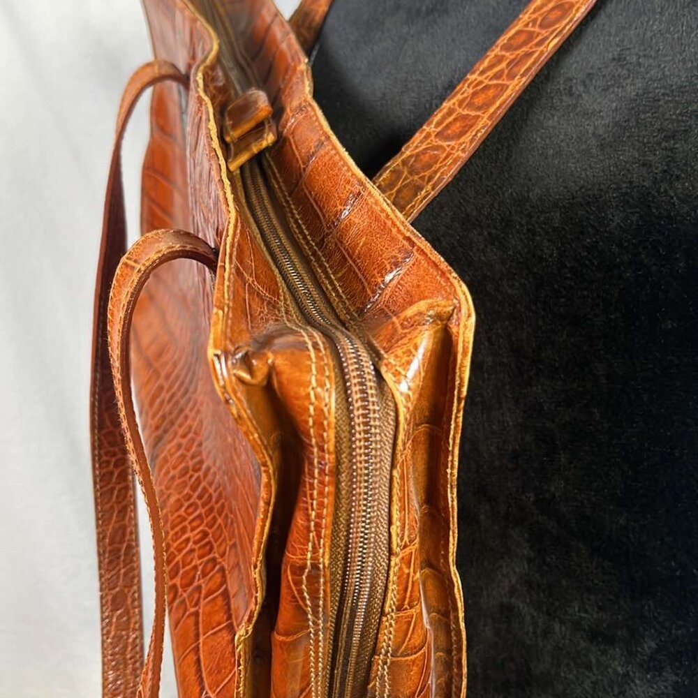 Neiman Marcus Leather Croc Patterned Shoulder Bag… - image 4